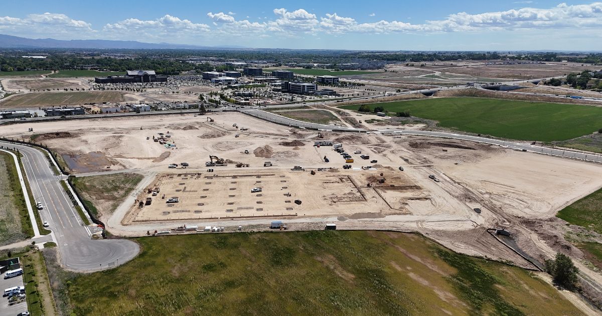 Aerial drone shot of the District at Ten Mile development site in Meridian Idaho
