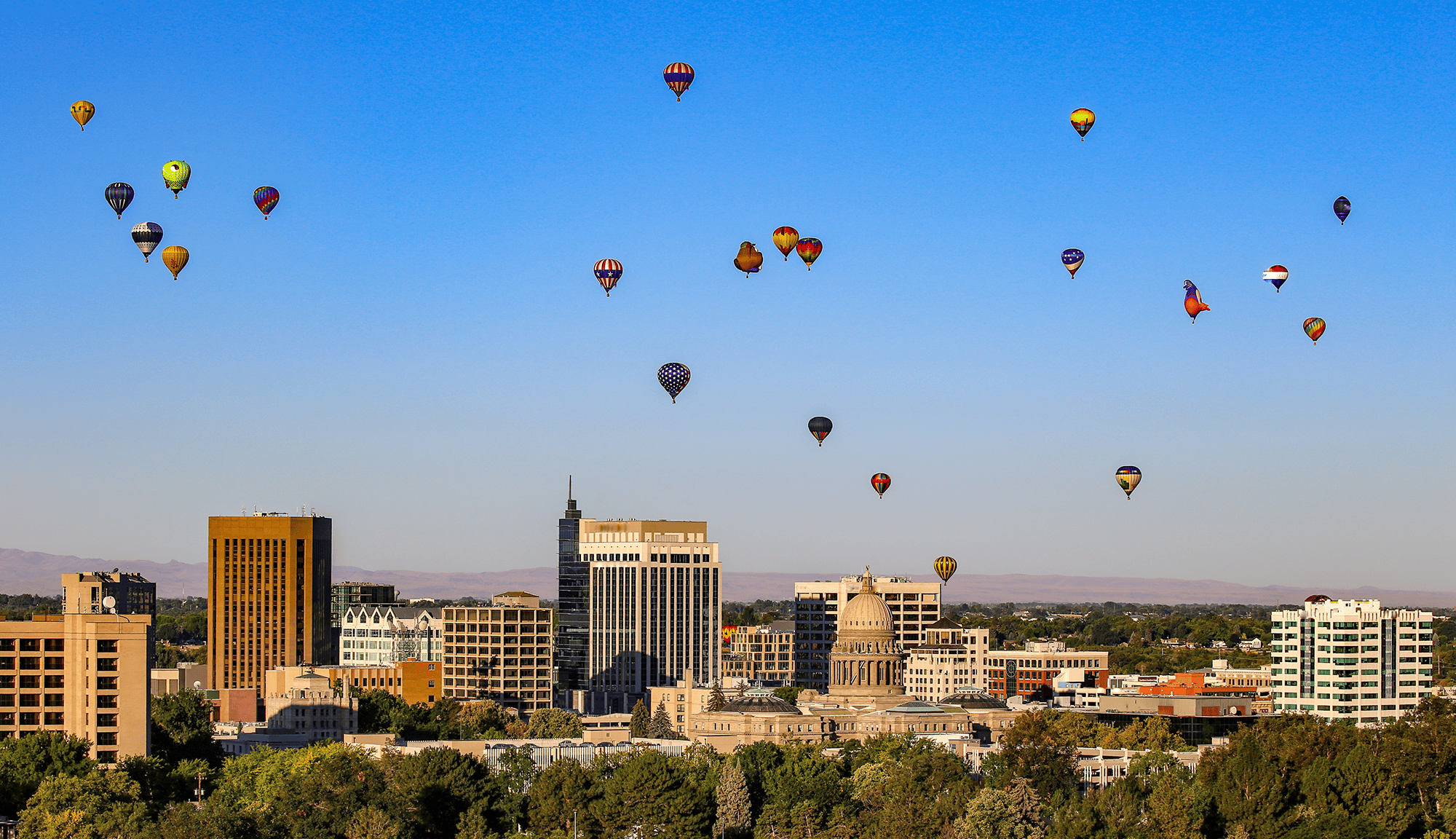 downtown Boise, Idaho during Balloon Festival at Ann Morrison Park